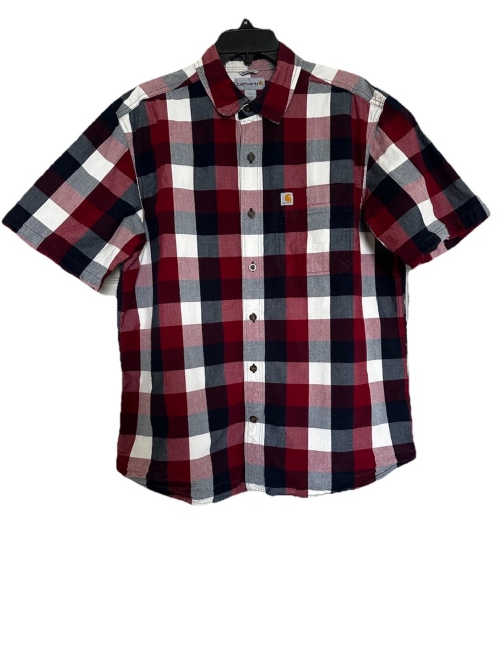Carhartt Men's Button Down Shirt Multicolor Plaid Relaxed Fit Short Sleeve Sz L